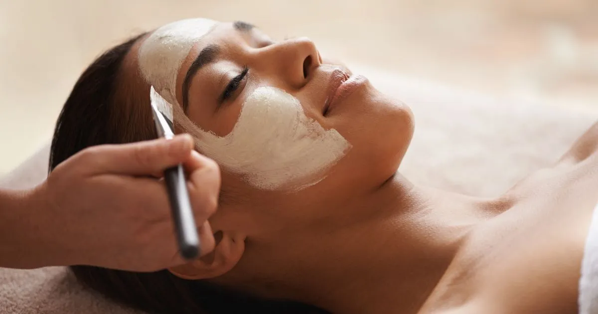 Woman receiving a facial in Maple Grove, Mn